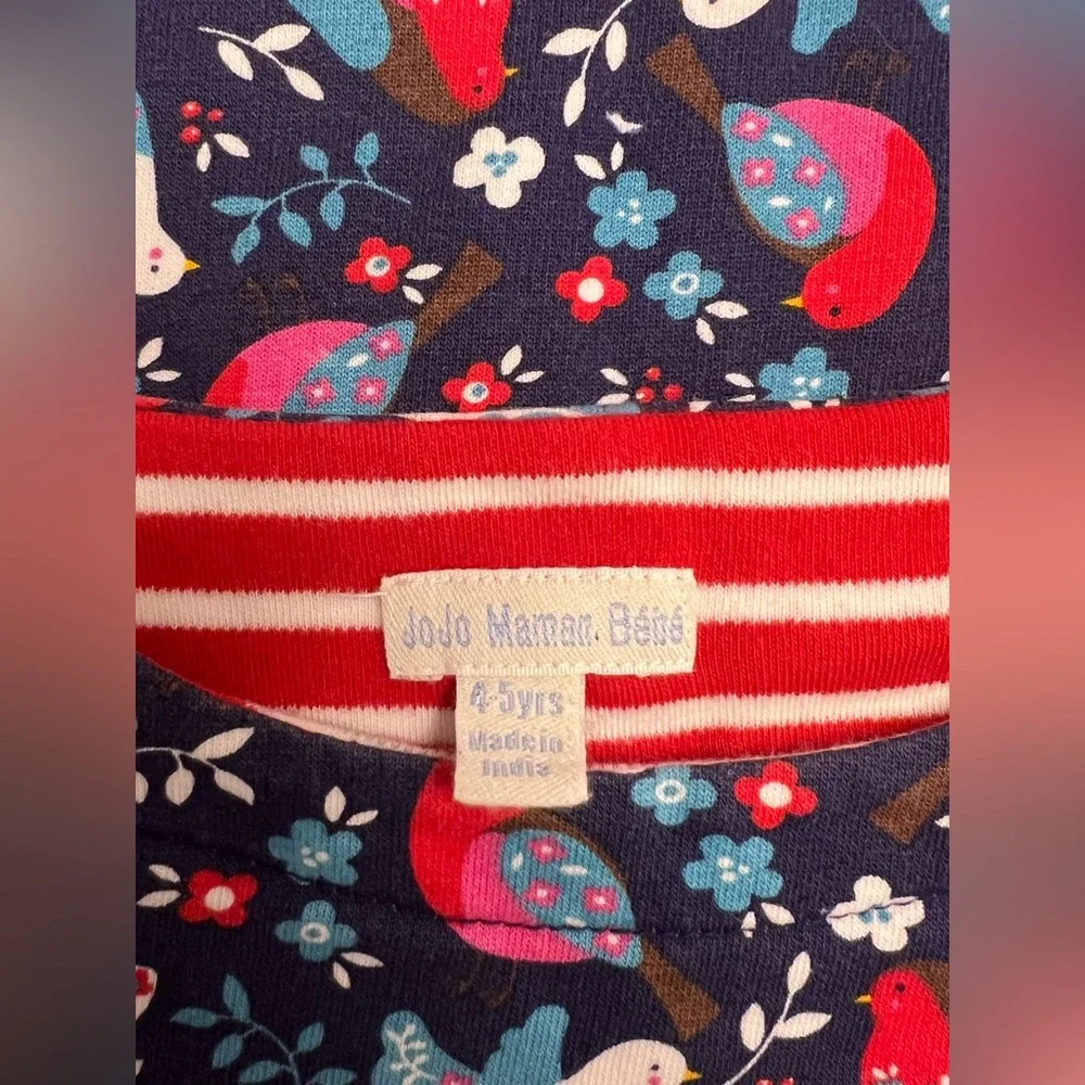 Jojo Maman Bebe Girls Blue Bird Classic Navy Dress with pockets Size 4-5yrs - Picture 3 of 5